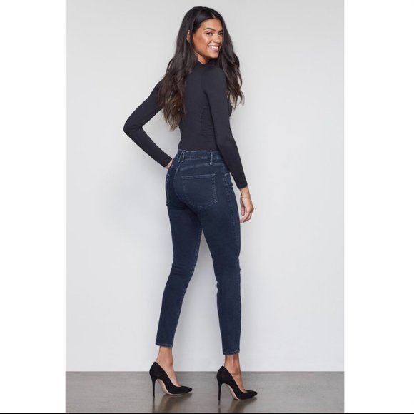 NEW GOOD AMERICAN Good Legs Skinny Dark Wash Distress High Waist Jeans S… - Picture 10 of 12